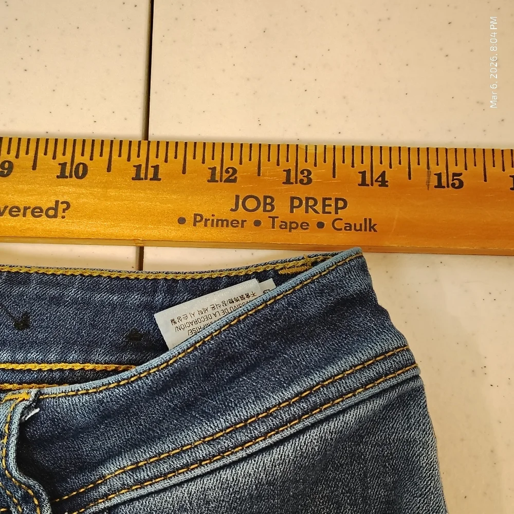 INC Rainbow Fringe Cropped Skinny Jeans Indigo Denim Women's Size 6 RAW HEM - Picture 8 of 9